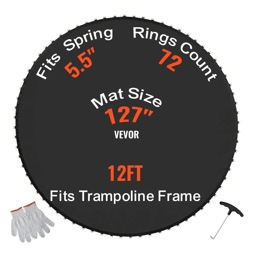 VEVOR Replacement Trampoline Mat Fits 12ft Frame 72 V-Rings 5.5