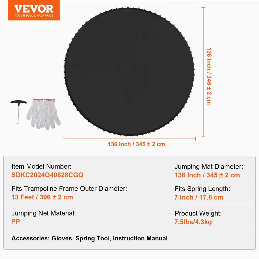 VEVOR Replacement Trampoline Mat Fits 13ft Frame 80 V-Rings 7