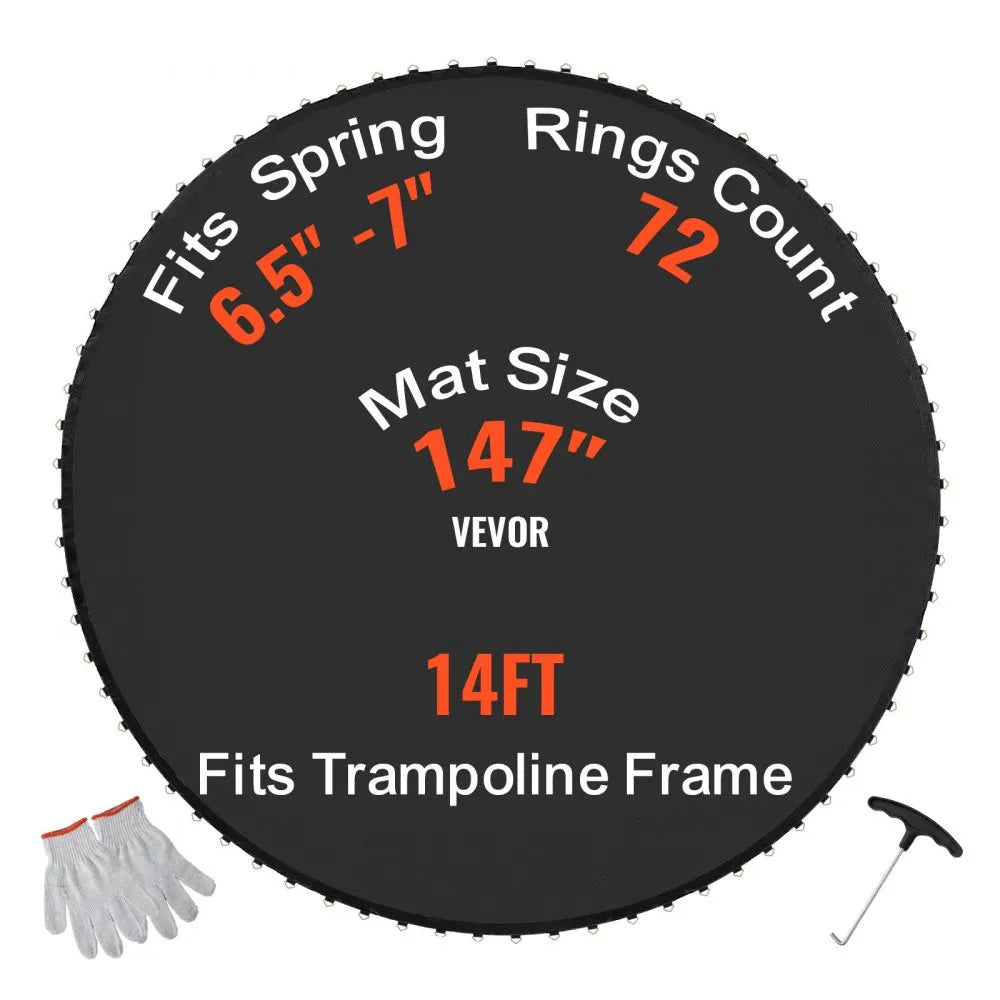 VEVOR Replacement Trampoline Mat Fits 14ft Frame 72 V-Ring 6.5