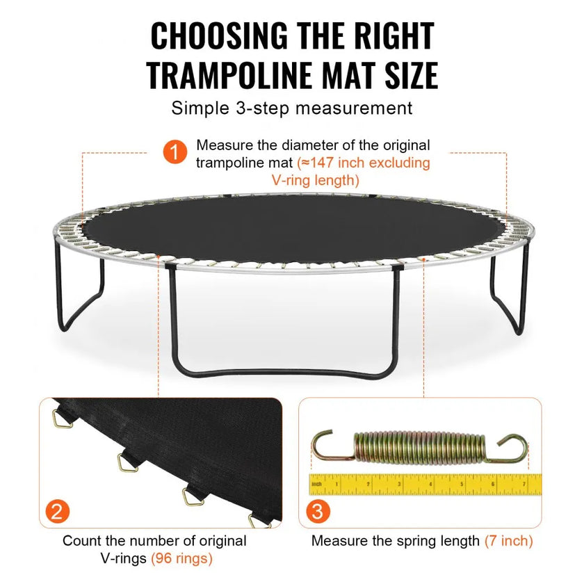 VEVOR Replacement Trampoline Mat Fits 14ft Frame 96 V-Rings 7