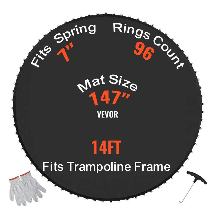 VEVOR Replacement Trampoline Mat Fits 14ft Frame 96 V-Rings 7