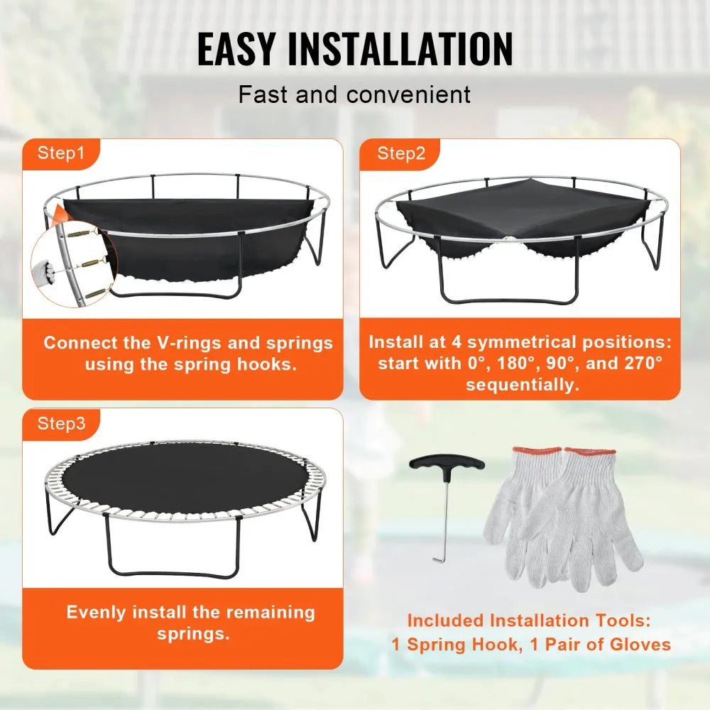 VEVOR Replacement Trampoline Mat Fits 15ft Frame 96 V-Rings 6.5