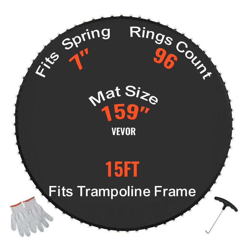 VEVOR Replacement Trampoline Mat Fits 15ft Frame 96 V-Rings 7