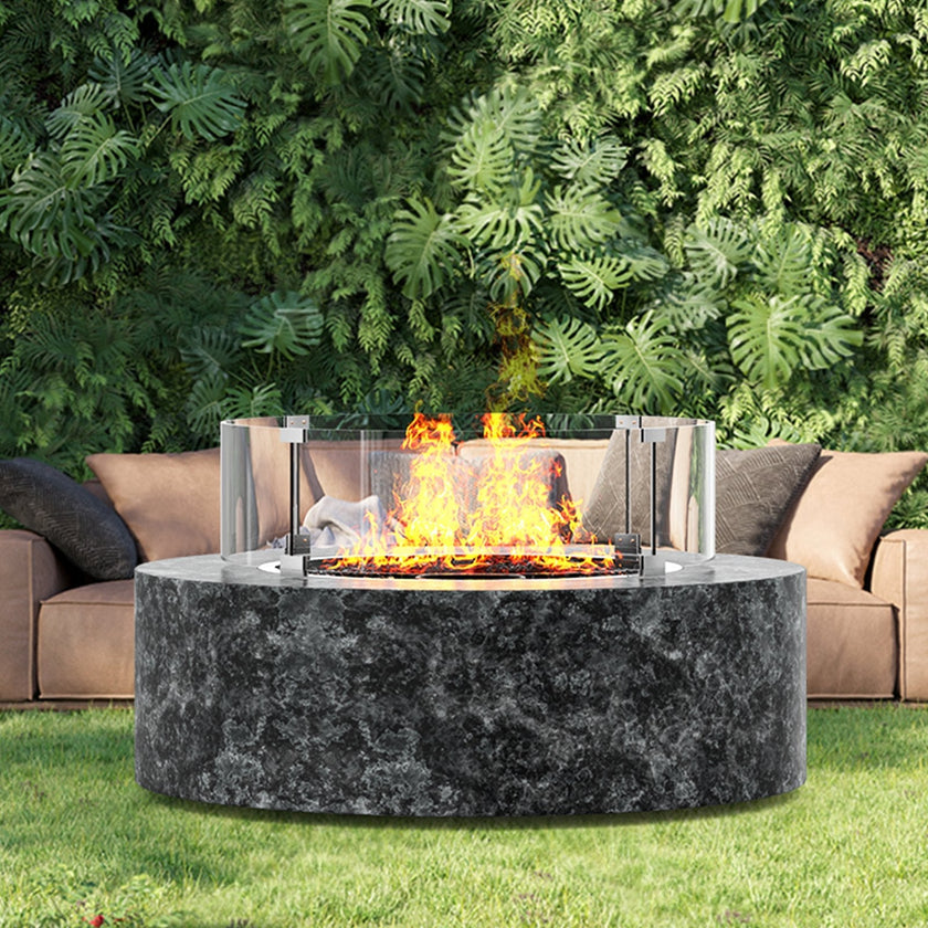 VEVOR Fire Pit Wind Guard, 26 x 26 x 6 Inch Glass Flame Guard, Round Glass Shield, 1/4-Inch Thick Fire Table, Clear Tempered Glass Flame Guard, Steady Feet Tree Pit Guard for Propane, Gas, Outdoor