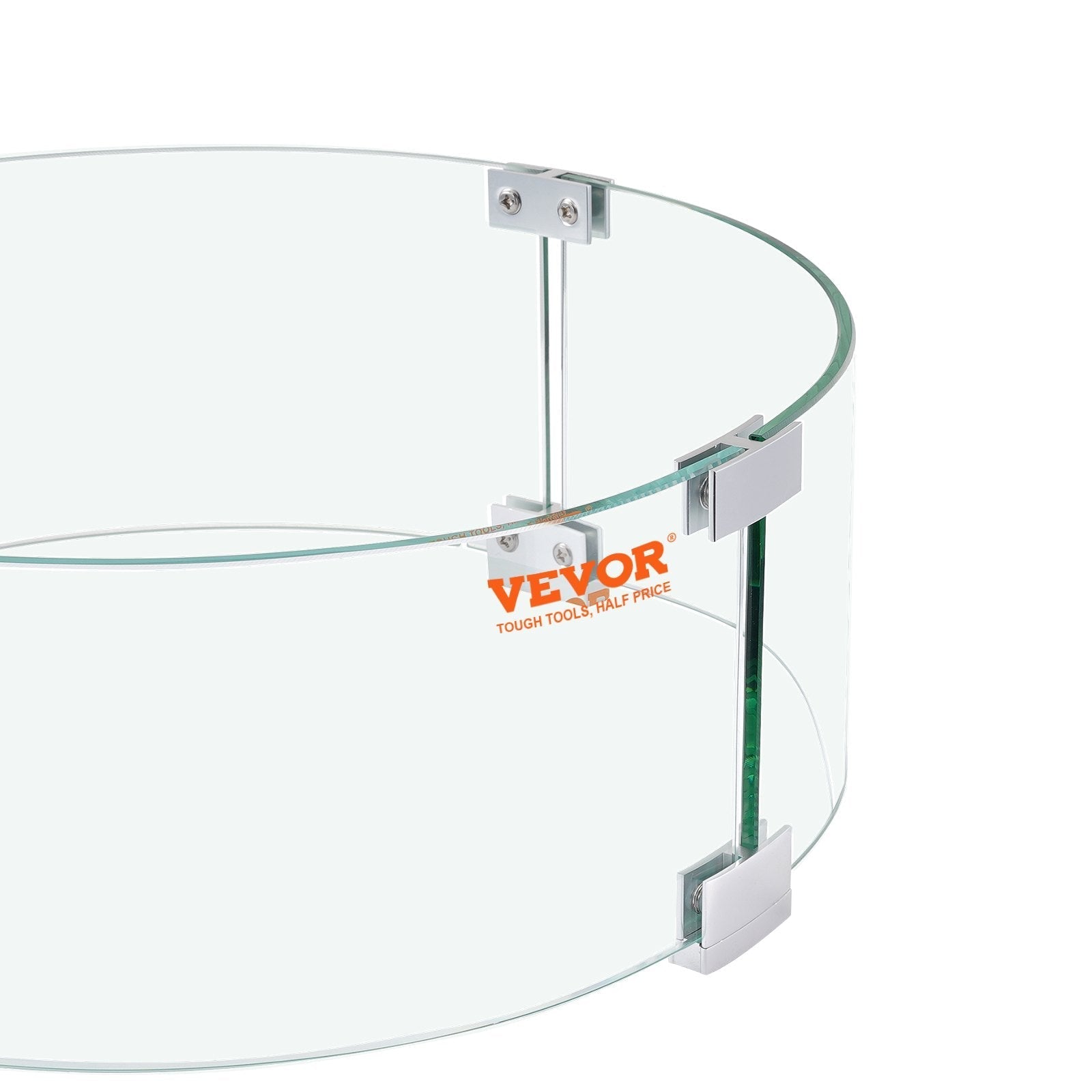 VEVOR Fire Pit Wind Guard, 26 x 26 x 6 Inch Glass Flame Guard, Round Glass Shield, 1/4-Inch Thick Fire Table, Clear Tempered Glass Flame Guard, Steady Feet Tree Pit Guard for Propane, Gas, Outdoor