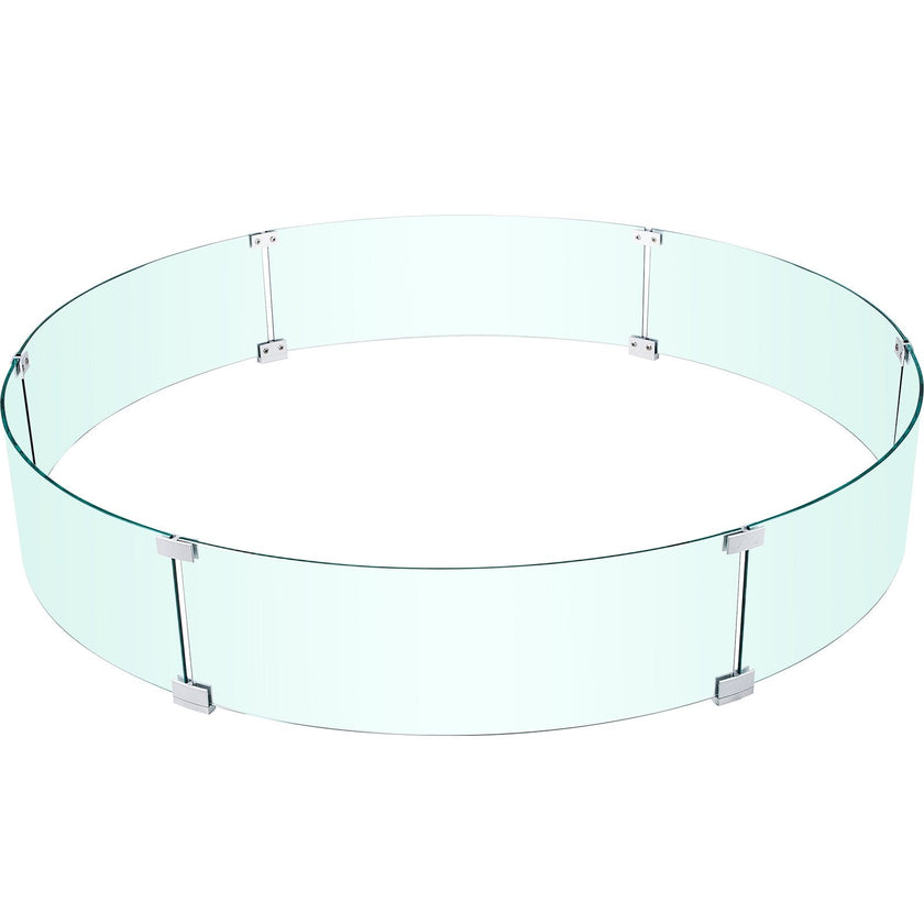 VEVOR Fire Pit Wind Guard, 47 x 47 x 8 Inch Glass Flame Guard, Round Glass Shield, 1/4-Inch Thick Fire Table, Clear Tempered Glass Flame Guard, Steady Feet Tree Pit Guard for Propane, Gas, Outdoor