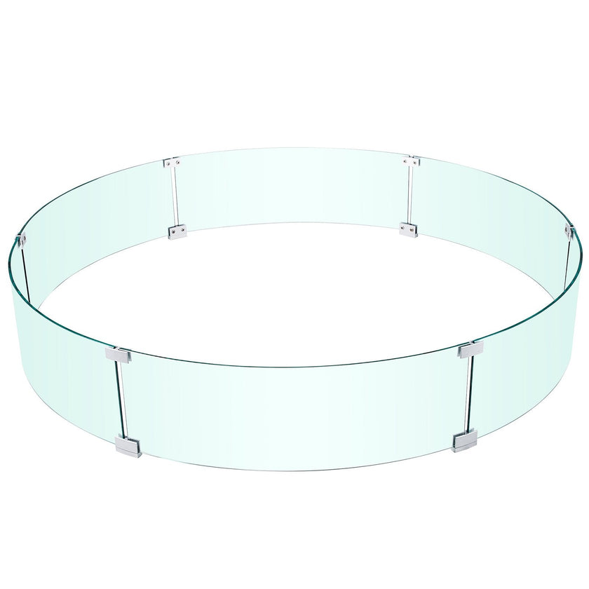 VEVOR Fire Pit Wind Guard, 47 x 47 x 8 Inch Glass Flame Guard, Round Glass Shield, 1/4-Inch Thick Fire Table, Clear Tempered Glass Flame Guard, Steady Feet Tree Pit Guard for Propane, Gas, Outdoor