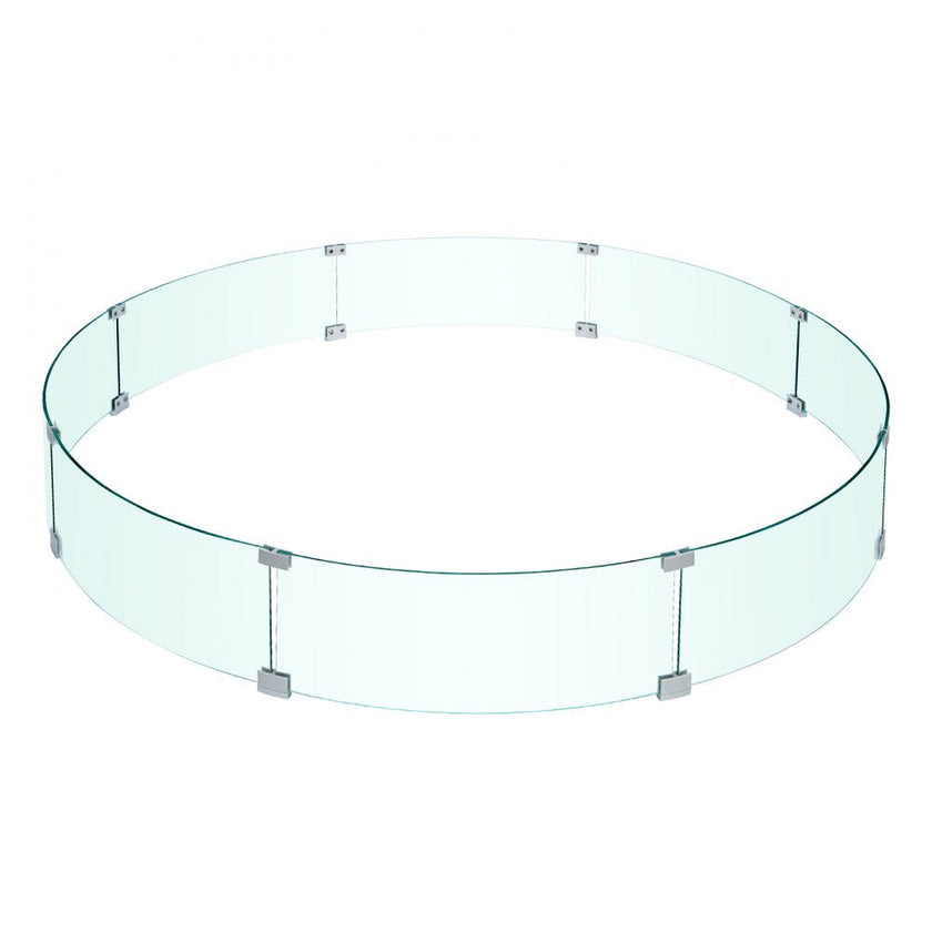 VEVOR Fire Pit Wind Guard, 59 x 59 x 7.9 inches Glass Flame Guard, Round Glass Shield, 1/4-Inch Thick Fire Table, Clear Tempered Glass Flame Guard, Steady Feet Tree Pit Guard for Propane, Gas, Outdoor