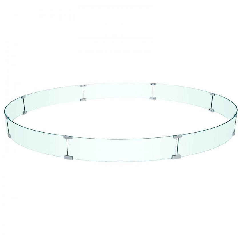 VEVOR Fire Pit Wind Guard, 59 x 59 x 7.9 inches Glass Flame Guard, Round Glass Shield, 1/4-Inch Thick Fire Table, Clear Tempered Glass Flame Guard, Steady Feet Tree Pit Guard for Propane, Gas, Outdoor