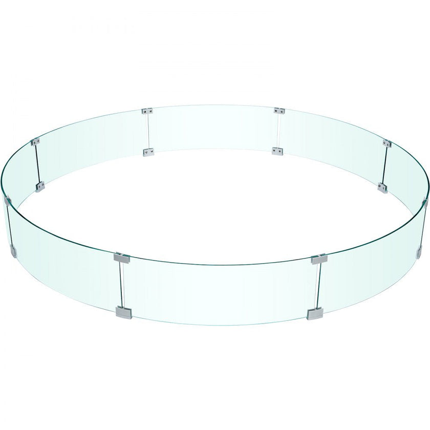 VEVOR Fire Pit Wind Guard, 59 x 59 x 7.9 inches Glass Flame Guard, Round Glass Shield, 1/4-Inch Thick Fire Table, Clear Tempered Glass Flame Guard, Steady Feet Tree Pit Guard for Propane, Gas, Outdoor