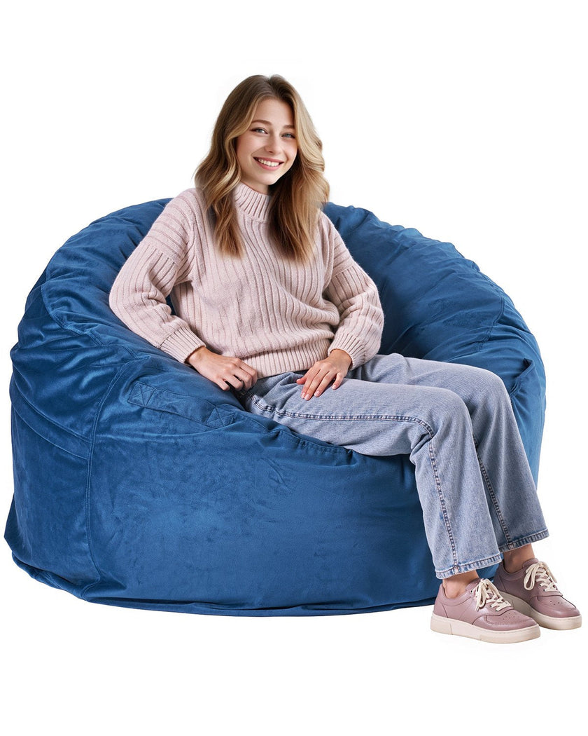 VEVOR Round Bean Bag Chair with Removable and Washable Cover for Adults Blue