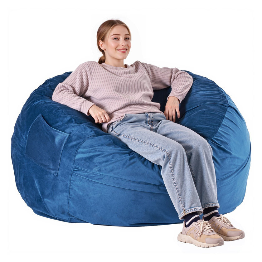 VEVOR Round Bean Bag Chair with Removable and Washable Cover for Adults Blue