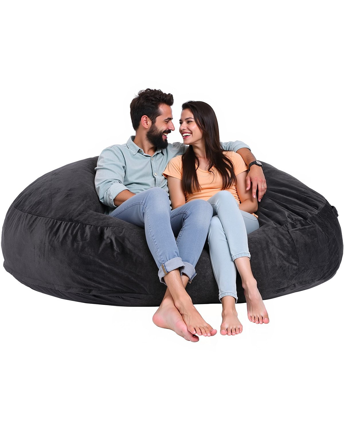 VEVOR Round Bean Bag Chair with Removable & Washable Cover for Adult Giant Black