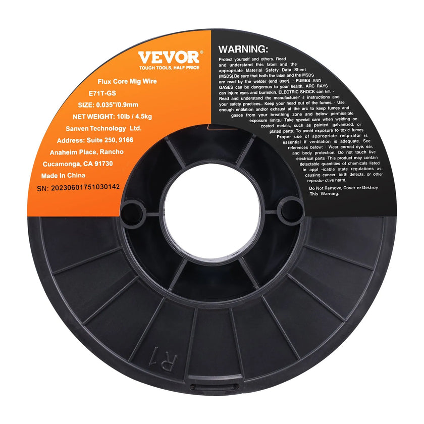 VEVOR Flux Core Welding Wire, E71T-GS 0.035-inch 10LBS, Gasless Mild Steel MIG Welding Wire with Low Splatter for All Position Arc Welding and Outdoor Use