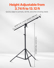 VEVOR Air Cushioned Aluminum Photography Light Stand with Boom Arm Adjustable