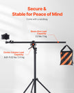 VEVOR Air Cushioned Aluminum Photography Light Stand with Boom Arm Adjustable