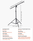 VEVOR Air Cushioned Aluminum Photography Light Stand with Boom Arm Adjustable