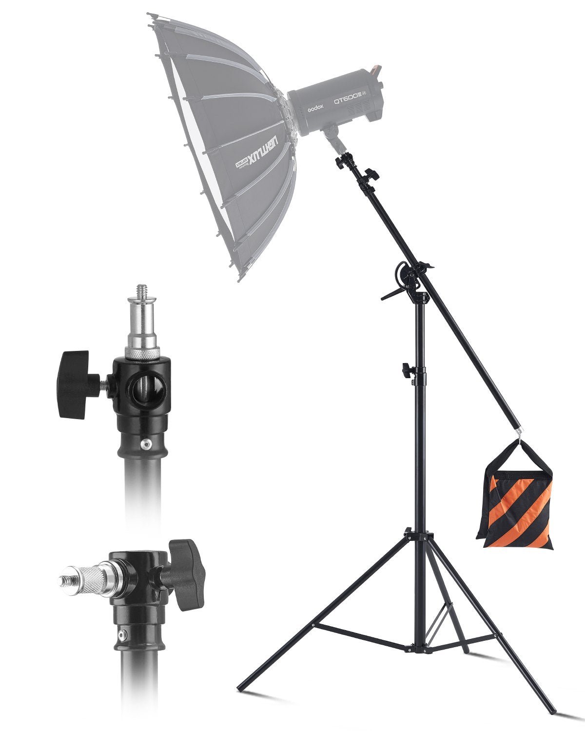 VEVOR Air Cushioned Aluminum Photography Light Stand with Boom Arm Adjustable