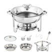 VEVOR 2-Pack Round Chafing Dish Set with Full-Size 4Qt Pan Glass Lid Fuel Holder