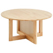 VEVOR Rattan Coffee Table Round Wood Coffee Table Single Tier for Living Room