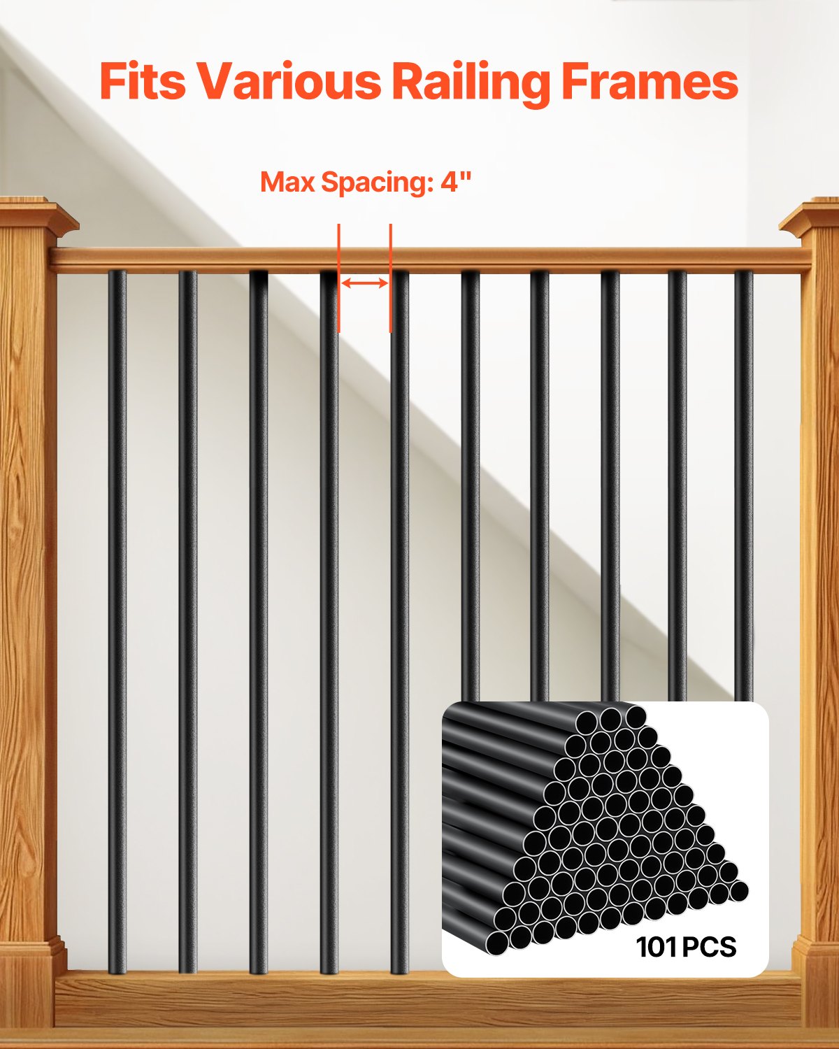 VEVOR Staircase Balusters 101 Pack 36 In Aluminum Spindles with Screws/Rail Caps