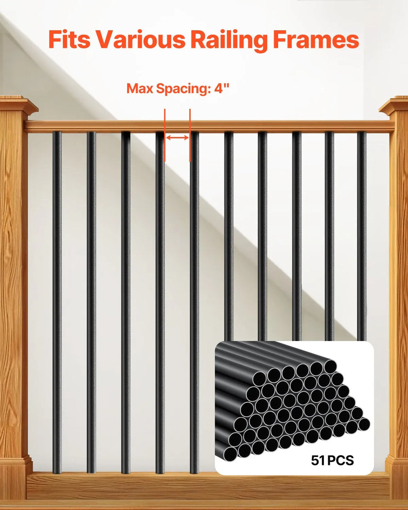 VEVOR Staircase Balusters 51 Pack 32 In Aluminum Spindles with Screws/Rail Caps