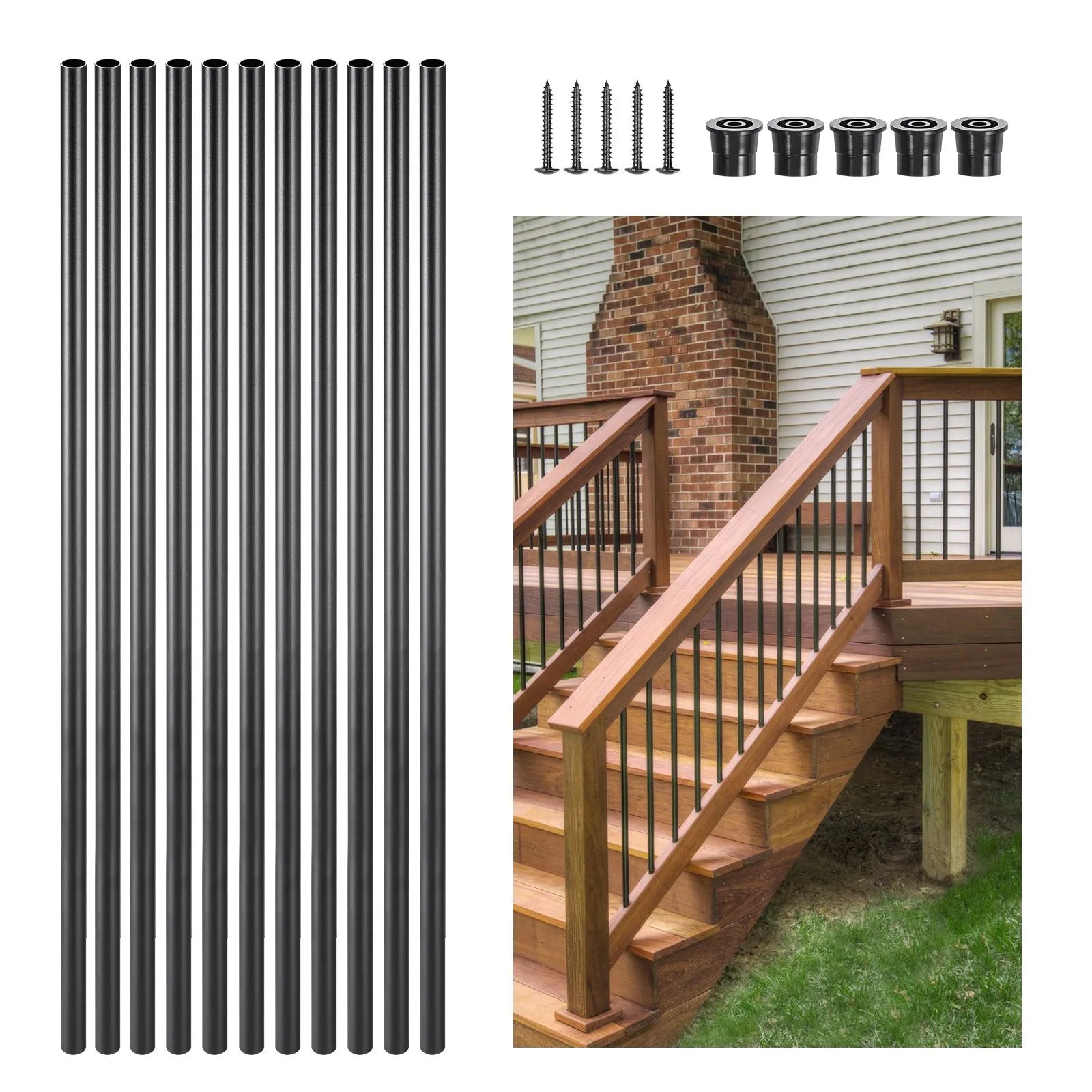 VEVOR Staircase Balusters 51 Pack 32 In Aluminum Spindles with Screws/Rail Caps