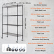 VEVOR Storage Shelving Unit with Wheels, 4-Tier Adjustable, 700 lbs Capacity, Heavy Duty Garage Shelves Metal Organizer Wire Rack, Black, 47.2