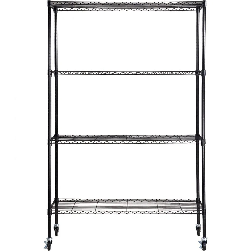 VEVOR Storage Shelving Unit with Wheels, 4-Tier Adjustable, 700 lbs Capacity, Heavy Duty Garage Shelves Metal Organizer Wire Rack, Black, 47.2