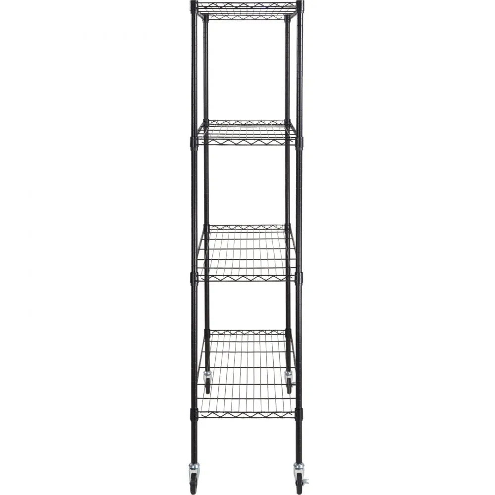 VEVOR Storage Shelving Unit with Wheels, 4-Tier Adjustable, 700 lbs Capacity, Heavy Duty Garage Shelves Metal Organizer Wire Rack, Black, 47.2