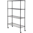 VEVOR Storage Shelving Unit with Wheels, 4-Tier Adjustable, 700 lbs Capacity, Heavy Duty Garage Shelves Metal Organizer Wire Rack, Black, 47.2