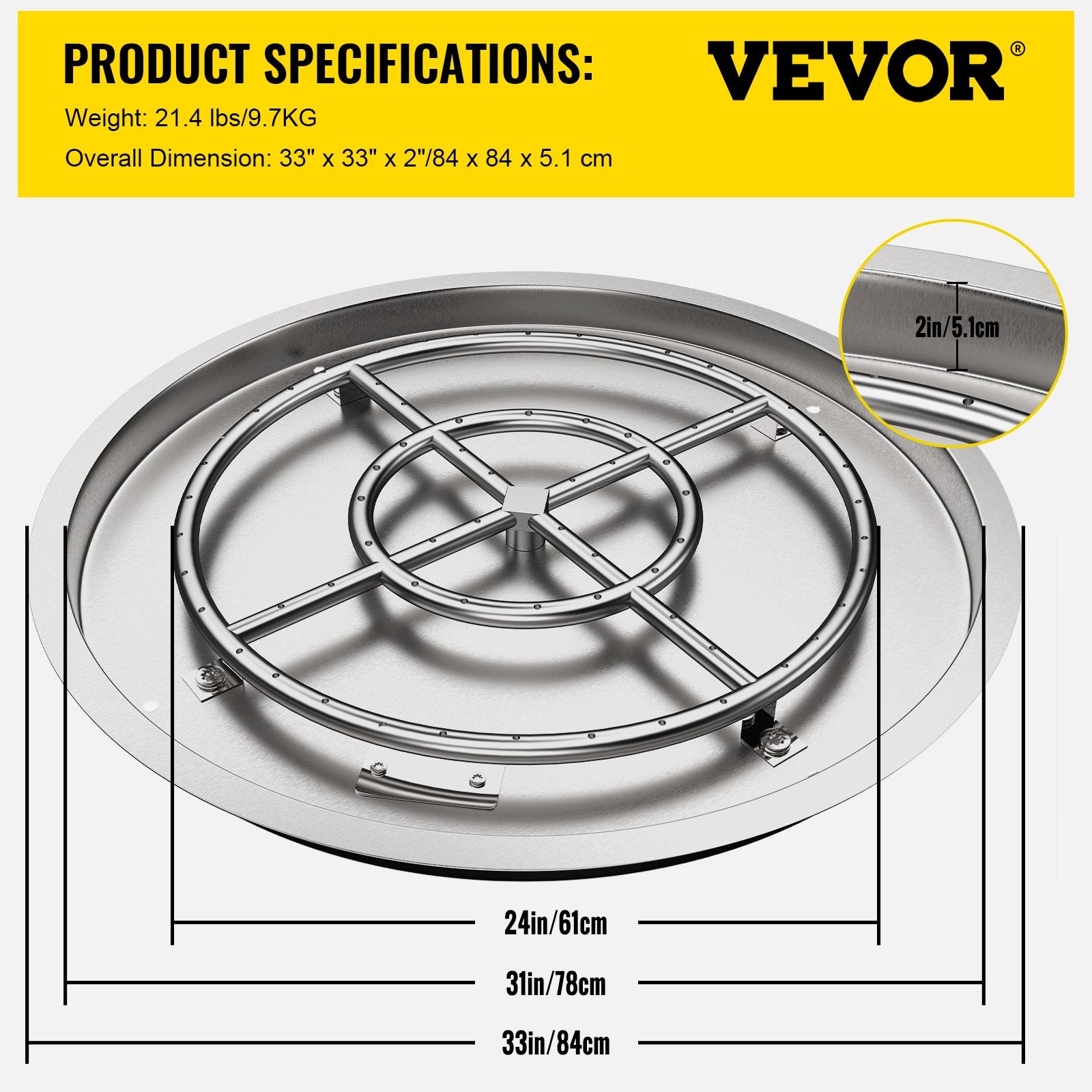 VEVOR Drop in Fire Pit Pan, 31
