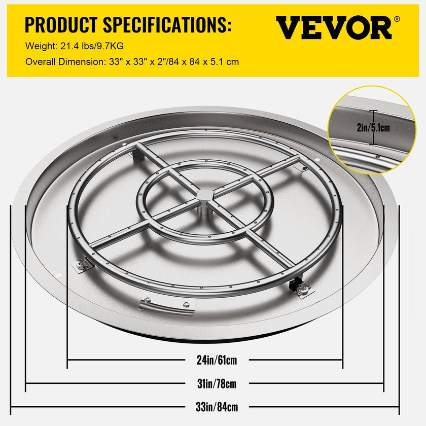VEVOR Drop in Fire Pit Pan, 31