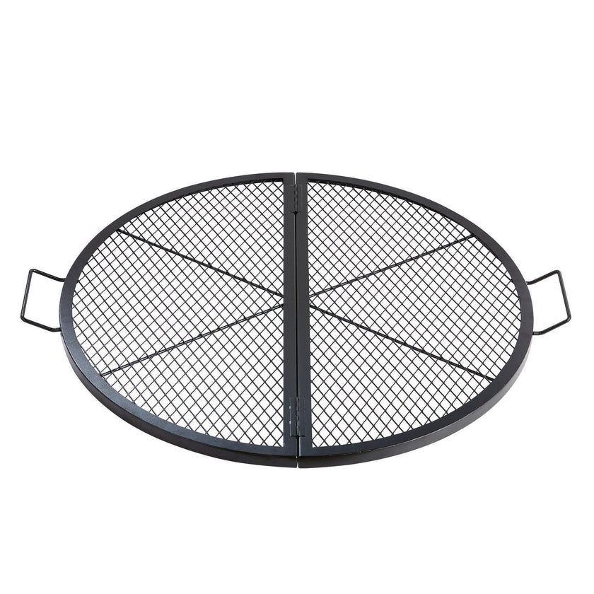 VEVOR X-Marks Fire Pit Grill Grate, Foldable Round Cooking Grate, Heavy Duty Steel Campfire BBQ Grill Grid with Handle and Support X Wire, Portable Camping Cookware for Outside Party, 36 Inch Black