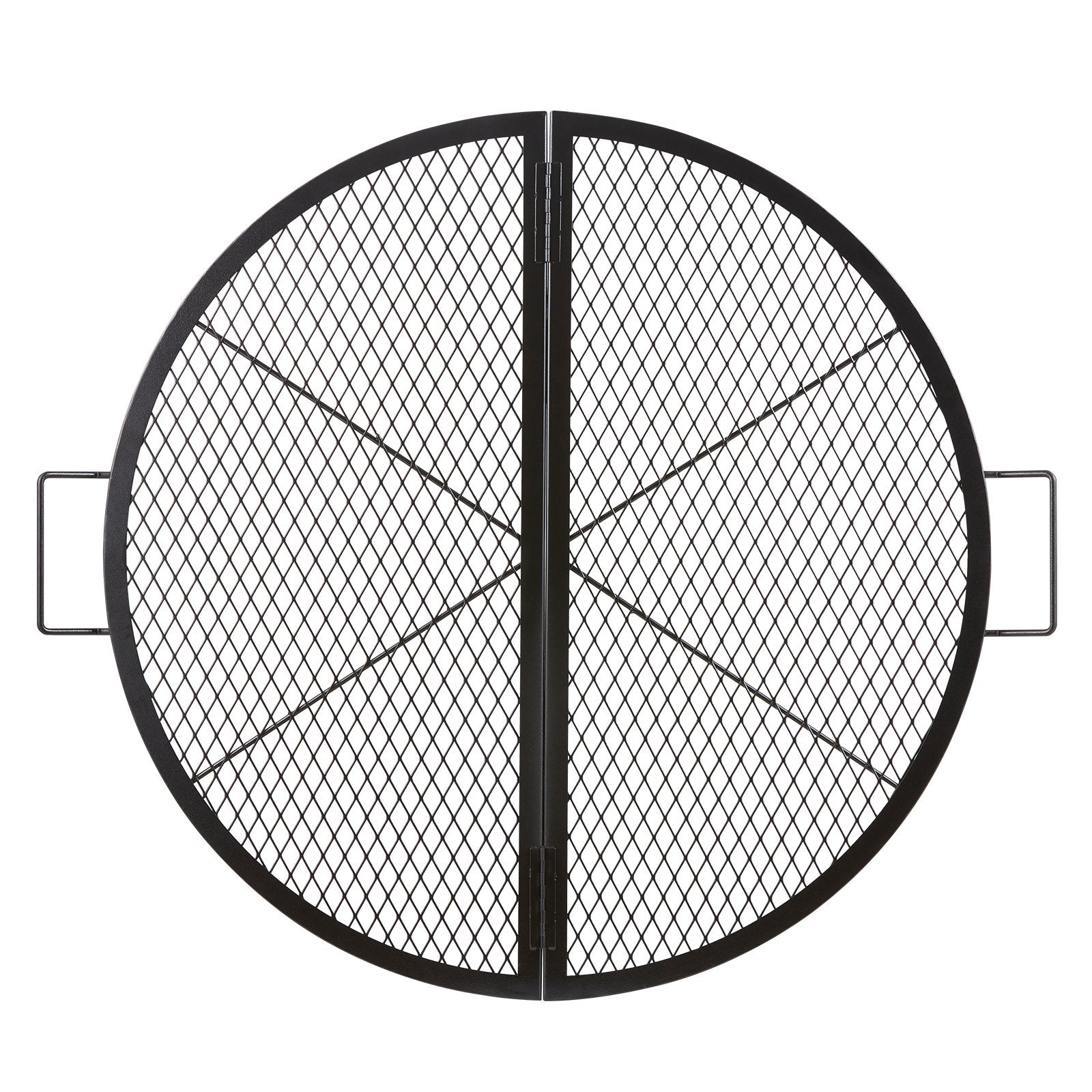 VEVOR X-Marks Fire Pit Grill Grate, Foldable Round Cooking Grate, Heavy Duty Steel Campfire BBQ Grill Grid with Handle and Support X Wire, Portable Camping Cookware for Outside Party, 36 Inch Black