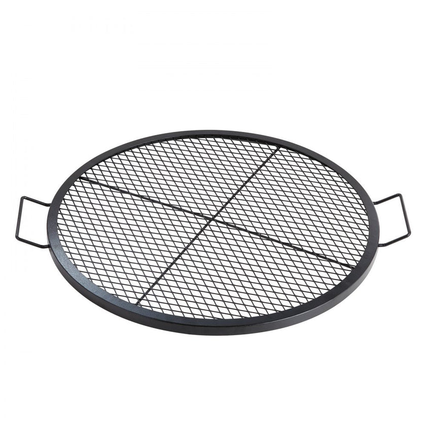 VEVOR X-Marks Fire Pit Grill Grate, Round Cooking Grate, Heavy Duty Steel Campfire BBQ Grill Grid with Handle and Support X Wire, Portable Camping Cookware for Outside Party & Gathering, 30 Inch Black