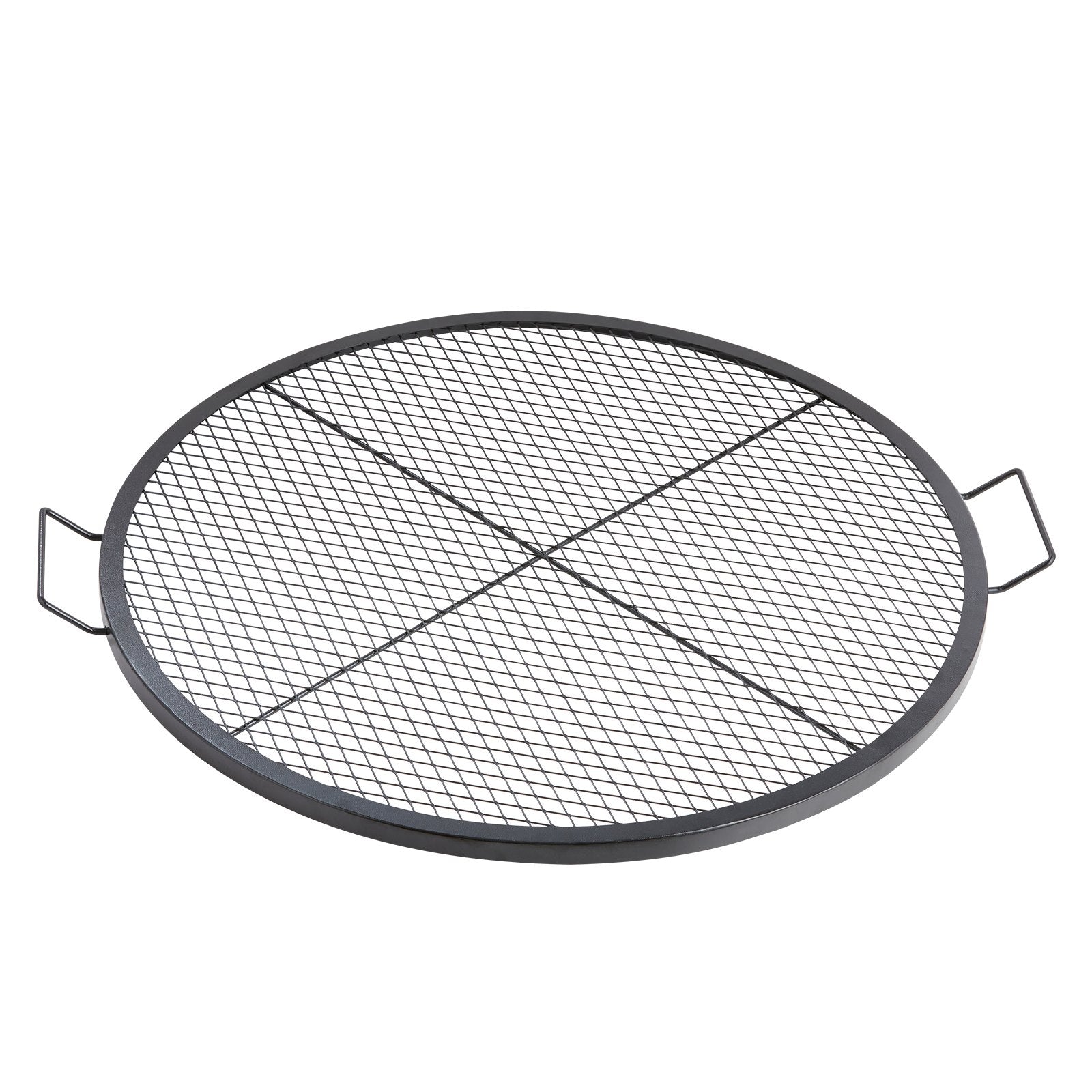 VEVOR X-Marks Fire Pit Grill Grate, Round Cooking Grate, Heavy Duty Steel Campfire BBQ Grill Grid with Handle and Support X Wire, Portable Camping Cookware for Outside Party & Gathering, 36 Inch Black