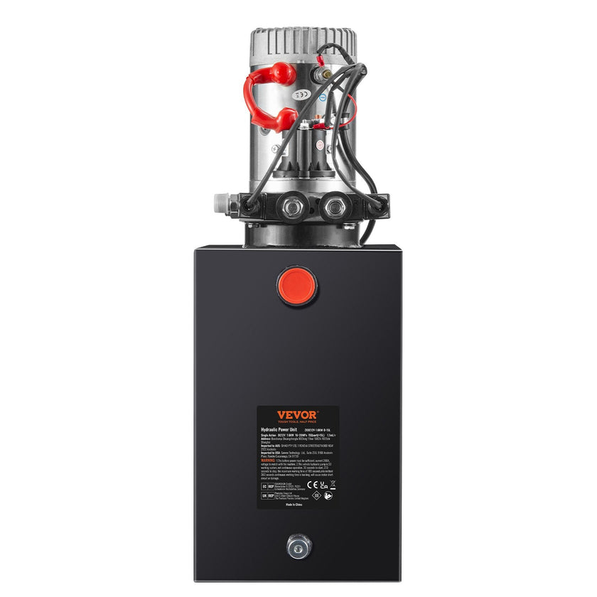 VEVOR Hydraulic Pump, 15 Quart Hydraulic Power Unit, Double Acting Dump Trailer Pump, 0.91 GPM Flow Rate, 3200 PSI Max Relief Pressure, DC 12V Hydraulic Pump for Dump Trailer Car Lifting