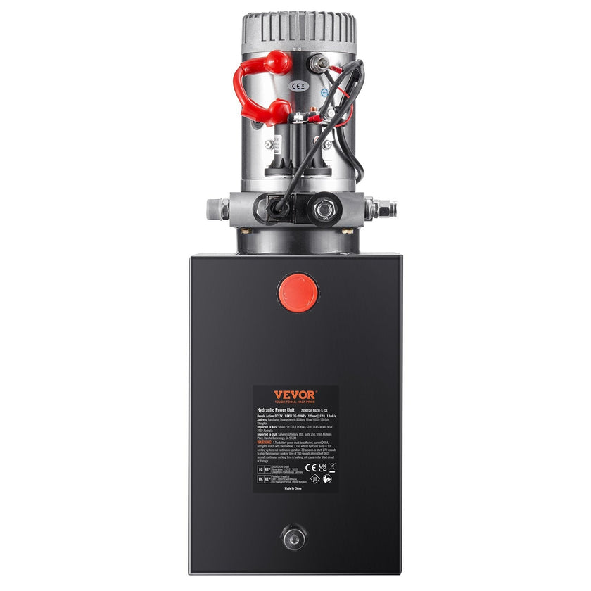 VEVOR Hydraulic Pump, 12 Quart Hydraulic Power Unit, Single Acting Dump Trailer Pump, 0.91 GPM Flow Rate, 3200 PSI Max Relief Pressure, DC 12V Hydraulic Pump for Dump Trailer Car Lifting