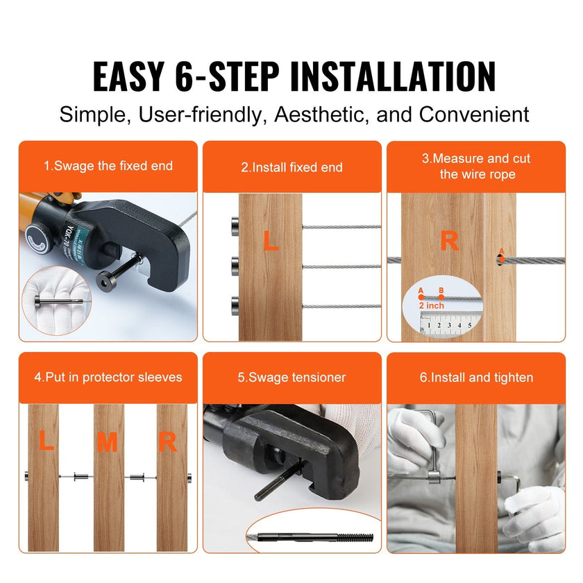 VEVOR 40 Pack Invisible Cable Railing kit, T316 Stainless Steel 1/8