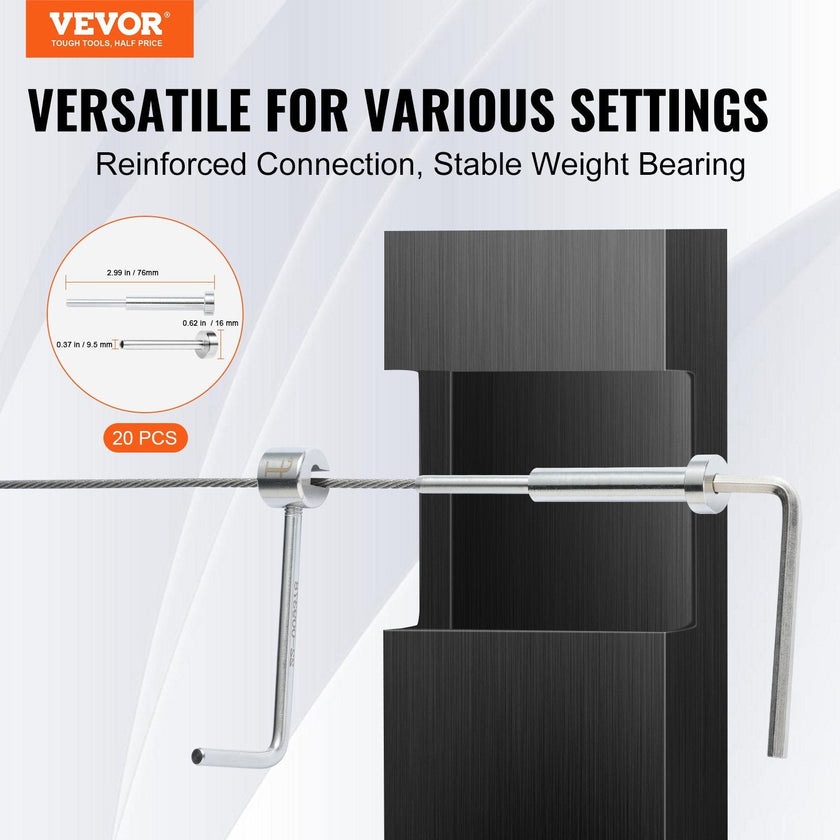 VEVOR 20 Pack Invisible Cable Railing kit, T316 Stainless Steel 1/8