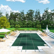 VEVOR Pool Safety Cover Fits 16x32ft Rectangle Inground Safety Pool Cover Green Mesh with 4x8ft Center End Steps Solid Pool Safety Cover for Swimming Pool Winter Safety Cover
