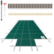 VEVOR Pool Safety Cover Fits 16x32ft Rectangle Inground Safety Pool Cover Green Mesh with 4x8ft Center End Steps Solid Pool Safety Cover for Swimming Pool Winter Safety Cover