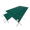 VEVOR Pool Safety Cover Fits 16x32ft Rectangle Inground Safety Pool Cover Green Mesh with 4x8ft Center End Steps Solid Pool Safety Cover for Swimming Pool Winter Safety Cover
