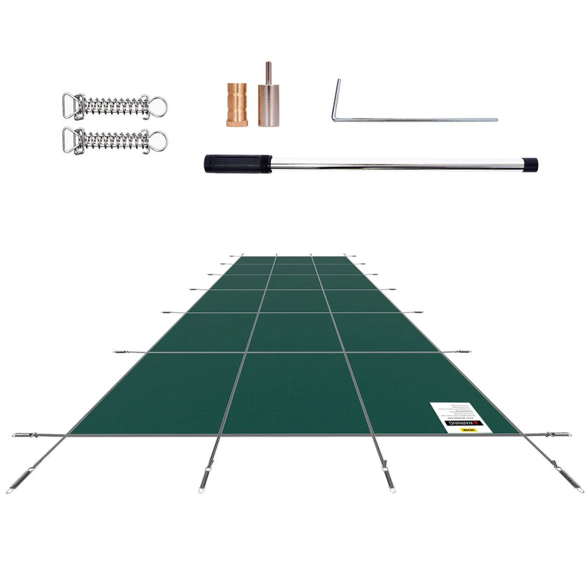 VEVOR Pool Safety Cover Fits 20x40ft Rectangle Inground Safety Pool Cover Green Mesh Solid Pool Safety Cover for Swimming Pool Winter Safety Cover