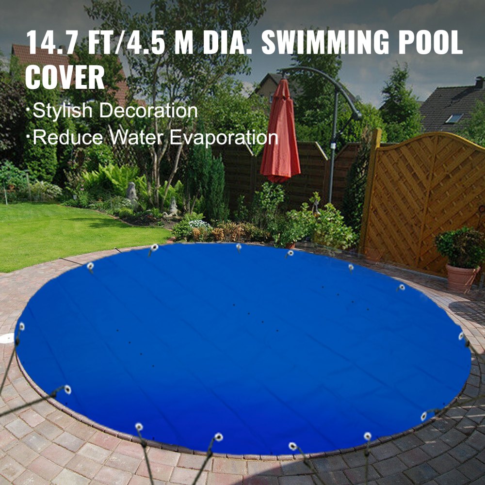 VEVOR Pool Safety Cover, 14.7 ft Dia. In-ground Pool Cover, Blue PVC Pool Covers, Round Safety Pool Cover In-ground Safety Cover Solid Safety Pool Cover for Swimming Pool Winter Protection Cover