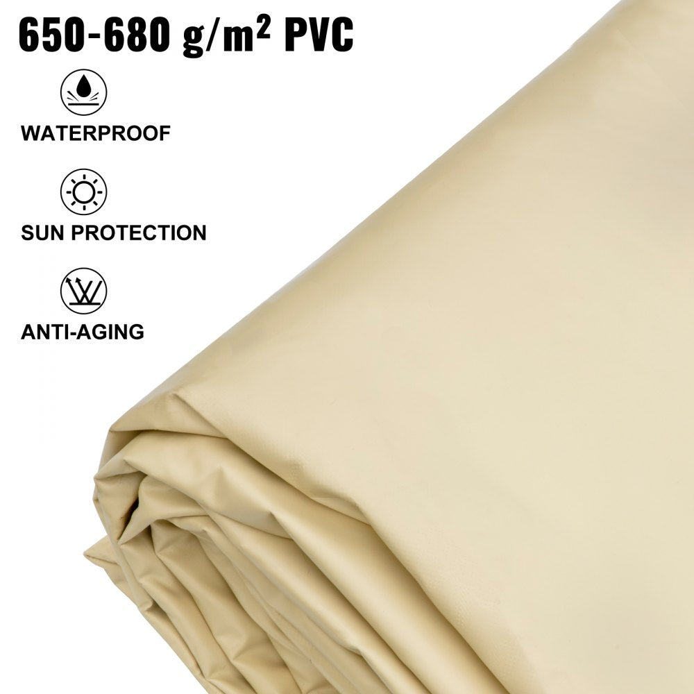 VEVOR Pool Safety Cover, 13x26 ft In-ground Pool Cover, Beige In-ground Pool Cover, PVC Pool Covers Rectangular Safety Pool Cover Solid Safety Pool Cover for Swimming Pool Winter Protection Cover