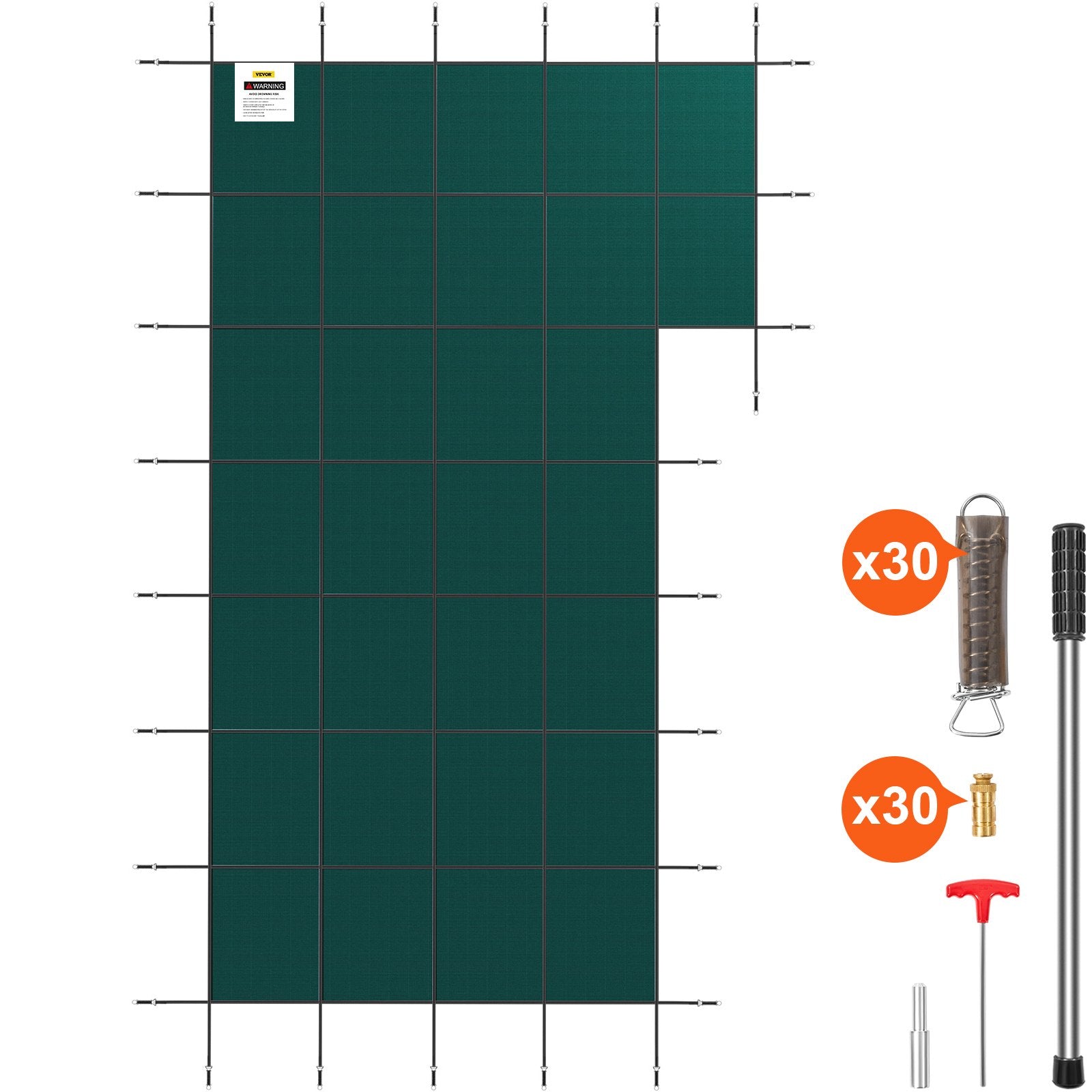 VEVOR Inground Pool Safety Cover Winter Pool Cover 20 x 38 ft with Right Step