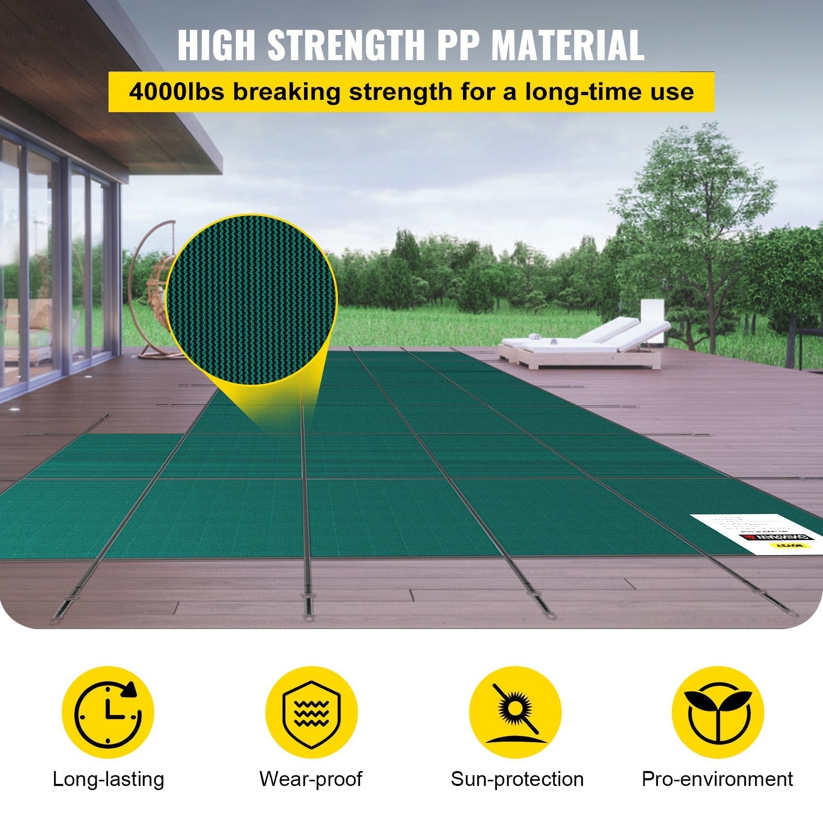 VEVOR Inground Pool Safety Cover Winter Pool Cover 22 x 42 ft with Right Step