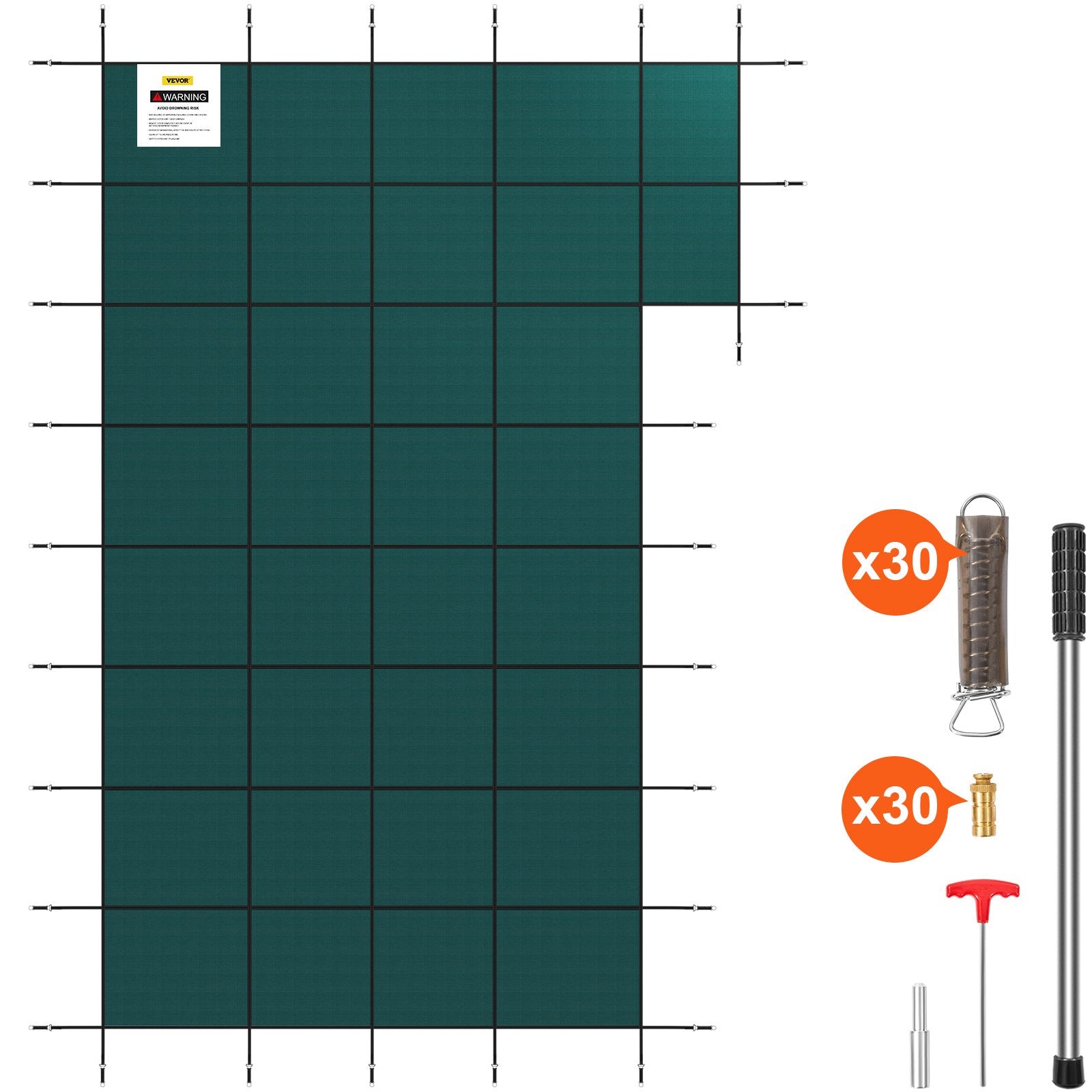 VEVOR Inground Pool Safety Cover Winter Pool Cover 22 x 42 ft with Right Step